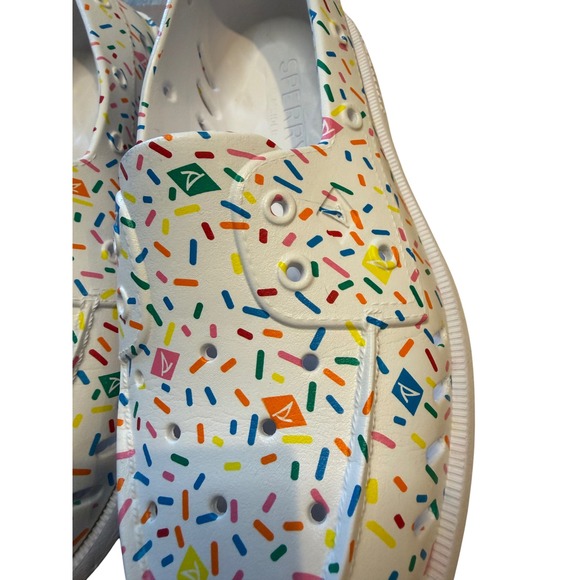 Sperry Authentic Original Float Boat Shoes White Multi Sprinkle Print Mens 9 - Picture 10 of 16
